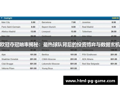 欧冠夺冠赔率揭秘：最热球队背后的投资博弈与数据玄机