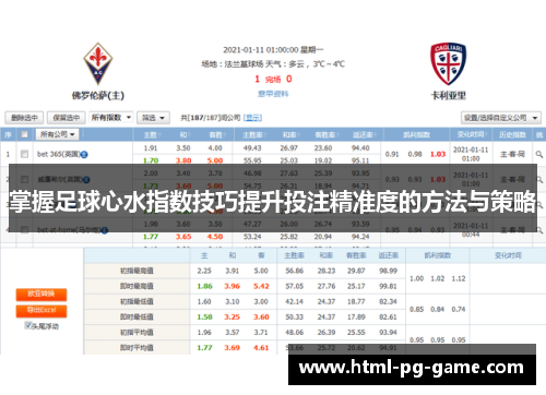 掌握足球心水指数技巧提升投注精准度的方法与策略